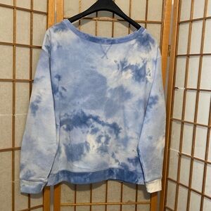 Splendid Light Blue and White Thermal Pullover